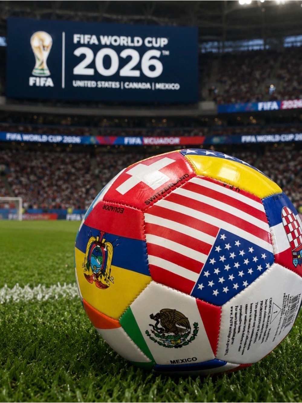 World Cup 2026 International Flags Soccer Futbol Ball NWOT